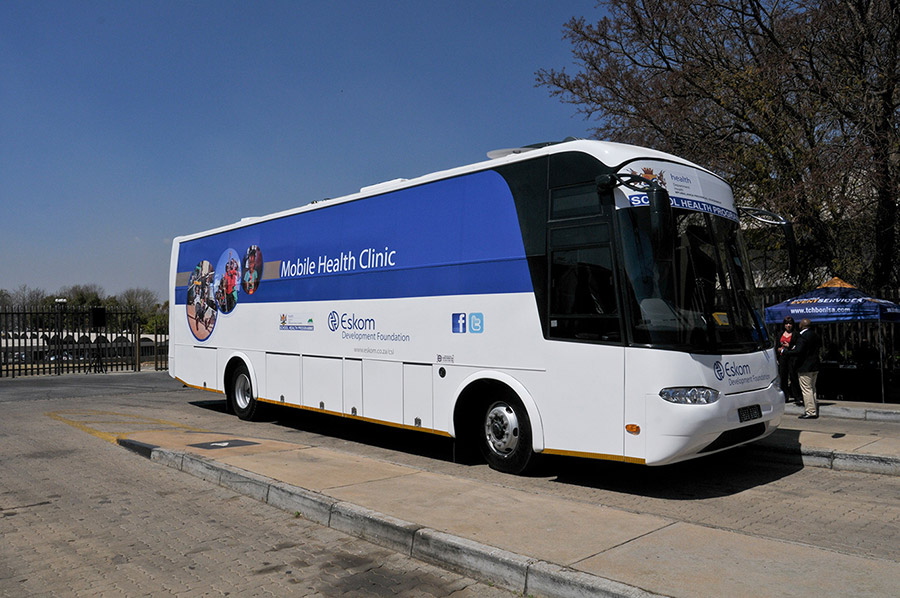 Eskom mobile health clinic parked visiting a community